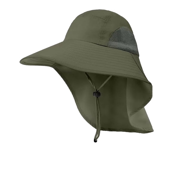 GDREDA Fashion Sun Hats Breathable Outdoor Sun Hat For Men With 50+ UPF Cap Wide Brim Fishing Hat With Neck,Green