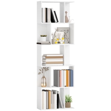 HOMCOM Bibliothèque Géométrique, Étagère à Livres à 5 Niveaux en Forme de S, Blanc