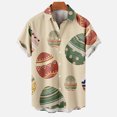 thumbnail image 1 of DPTALR Hommes Décontracté Boutons Pâques Imprimé avec Poche Col Rabattu Chemise à Manches Courtes Blouse, 1 of 5