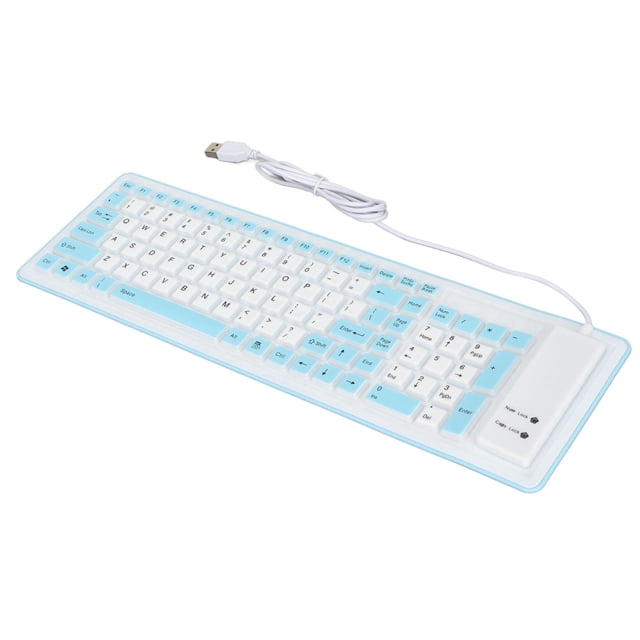 Foldable Silicone Keyboard, Keys USB Wired Silicon Silicone Keyboard 103 Waterproof Mute Fadeless for PC Laptop Purple