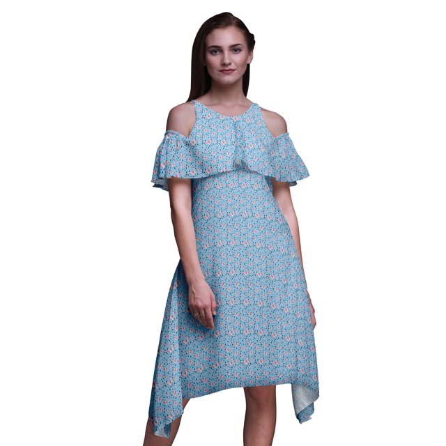 Bimba Robe Tunique à Épaules Dénudées pour Femmes à Imprimé Papillon, Col Rond, Coupe Droite, pour Fête - Petit