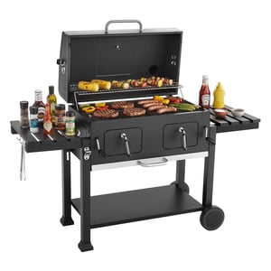 VEVOR Grill de charbon, 780 sq.in. Barbecue de charbon extra-large avec 2 Bacs de Charbon Liftable & Tables latérales pliantes, acier à haute température recouvert de poudre BBQ Grills de cuisine pour les fêtes de jardin de Patio