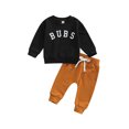 thumbnail image 1 of Faithtur Toddler Boy 2Pcs Fall Outfits, Long Sleeve Letter Print Pullover Tops + Pants Set, 1 of 9