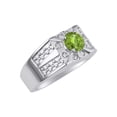 thumbnail image 3 of RYLOS Men's Rings Sterling Silver Designer Starburst 7MM Round Gemstone & Diamond Ring Peridot August Birthstone Rings Size 11, 3 of 7