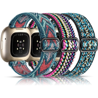 Tianle Bracelets Compatibles avec Fitbit Versa 3/ Sense/Versa 4/ Sense 2 Bracelet de Montre, Lot de 3 Bracelet de Sport en Tissu Extensible Ajustable pour Fitbit Versa 3 Montre et Bracelets de Montre Intelligente Fitbit Sense