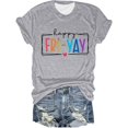 thumbnail image 2 of T-shirts pour Femmes « Happy Friday Teacher » 2026, Mode d'Été, Manches Courtes, Col Ras du Cou, T-Shirts Graphiques Amusants « Friday Weekend », 2 of 3