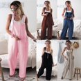 thumbnail image 1 of Salopette Décontractée pour Femme Combinaison Pantalon à Bavette Salopette en Lin Pantalon à Jambe Grand, 1 of 5