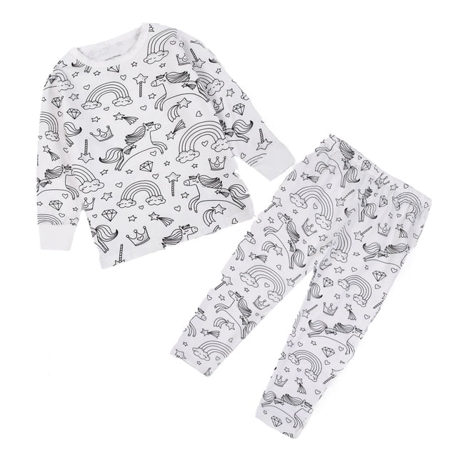 MIASHUI Kid DIY Hand Painted Homewear Set Boy Girl Pajama Sets Cute Funny Cartoon,White,8-9 Years