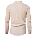 thumbnail image 4 of 2025 New Men's Solid Color Cotton Linen Long Sleeve Shirt, 4 of 5