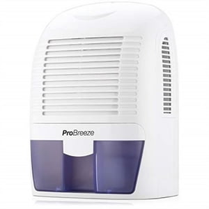 Pro Breeze Électrique Mini Déshumidificateur, 2200 Pieds cubiques (250 ft2), Compact et Portable pour Haute Humidité à la maison, Cuisine, Chambre, Sous-sol, Caravane, Bureau, Garage