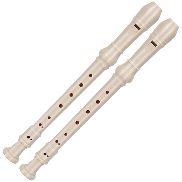 KONTONTY 2 Pcs Flûte à Bec Soprano en Résine avec 8 Trous pour Débutants Instrument d'Entraînement Blanc