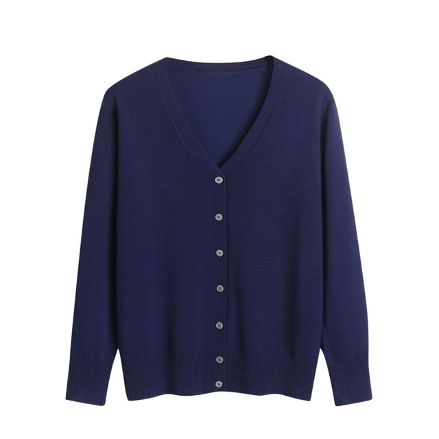 VgaVtl Long Sleeve Womens Plus Size Sweaters Women Cardigan Sweater Blue Knitted Solid Color Regular Button up Sweaters