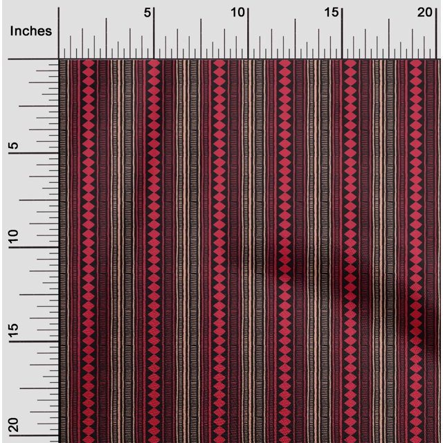 oneOone Cotton Cambric Fabric Stripe & Diamond Block Decor Fabric Printed BTY 56 Inch Wide