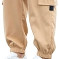 thumbnail image 4 of RXIRUCGD Men's Solid Color Pocket Work Pants Casual Leggings, Khaki, Size: S, 4 of 5