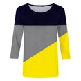 thumbnail image 5 of FAIWAD Hauts Tuniques pour Femmes à Manches 3/6 Col Rond à Blocs de Couleur Basiques Amples Hauts Décontractés Tendance Hauts de Printemps Été, 5 of 5