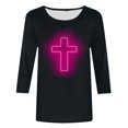 thumbnail image 4 of EGNMCR Easter T-Shirt Imprimé Femmes T-Shirts Graphiques T-Shirts pour Femmes Mode Femme Décontracté Noël Imprimé Col Rond Blouse Imprimée T-Shirt Manches 3/4 T-Shirt Blouses Femmes T-Shirts, 4 of 4