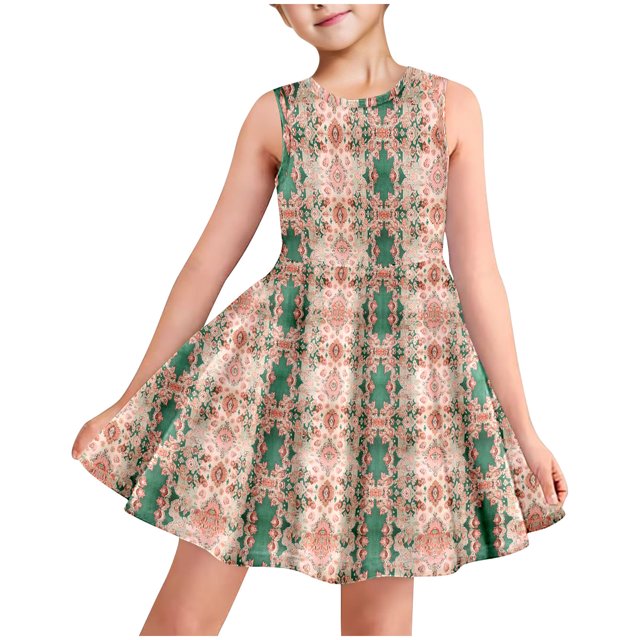 LOVZFMLL Girls' Summer Short Sleeve Ruffled Lace Round-Neck Embroidery Mesh Princess Bow Skirt