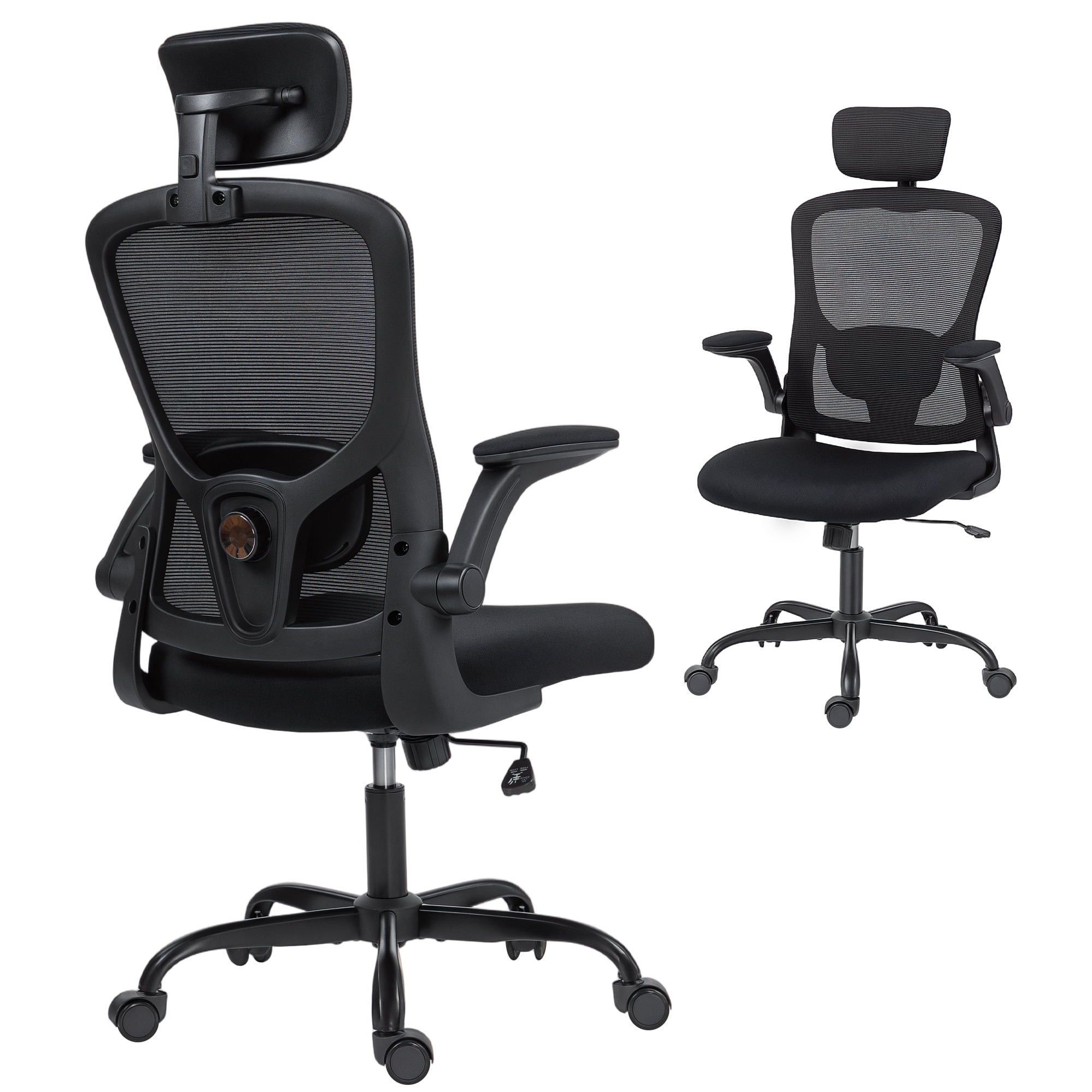 HOMCOM Ergonomic Office Chair with 4D Lumbar Support, Headrest, Black