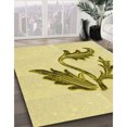thumbnail image 3 of Ahgly Company Tapis d'Intérieur Lavable en Machine Carré Transitionnel Jaune Soleil, 5 Pieds Carré, 3 of 7
