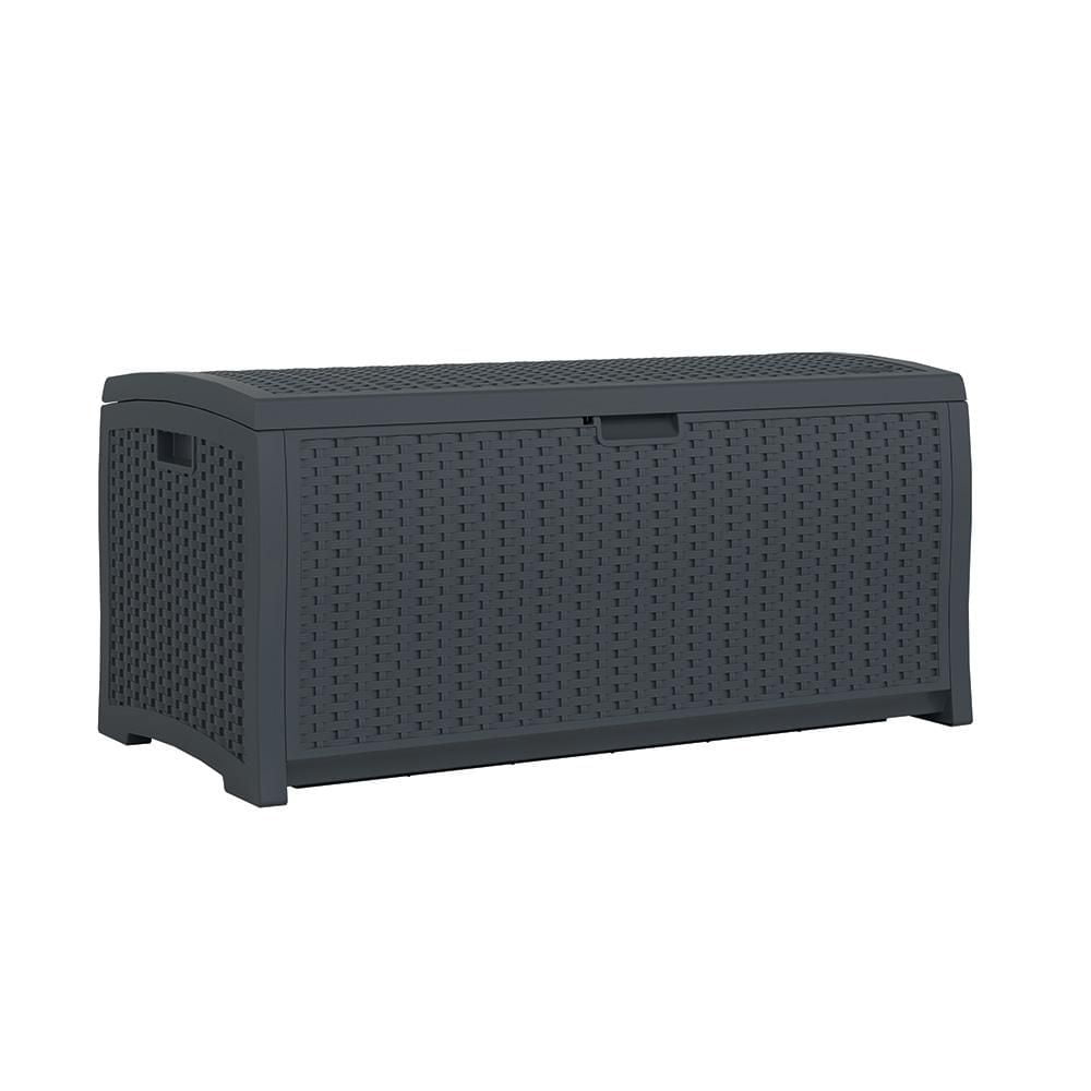 Suncast 73 gallons. Boîte de terrasse en osier en résine - Pour patio ou usage extérieur - Cyberespace