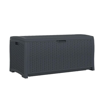 Suncast 73 gallons. Boîte de terrasse en osier en résine - Pour patio ou usage extérieur - Cyberespace