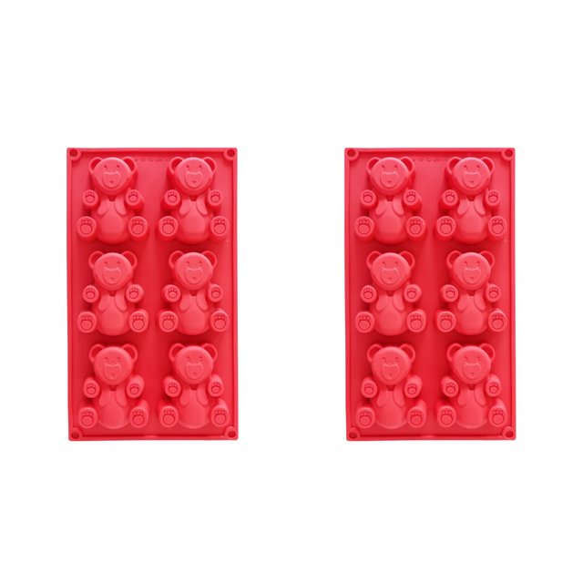 ZheElen 2pcs Molds Animals Cake Silicone Non-Stick Baking Pan Mould Small Bakeware Decorating Tool Cooking Gadget Self-Assembly Red