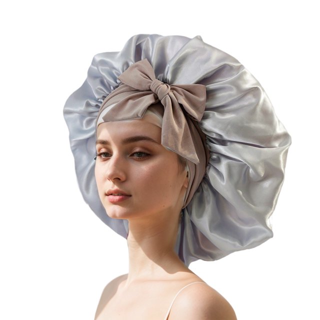 Decodeary Satin Ribbon Round Hat Versatile Life Helper Comfortable And Breathable silvery