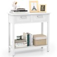 thumbnail image 1 of Gymax Narrow Console Table with Drawers Retro Accent Sofa Table w/ Open Storage White, 1 of 10