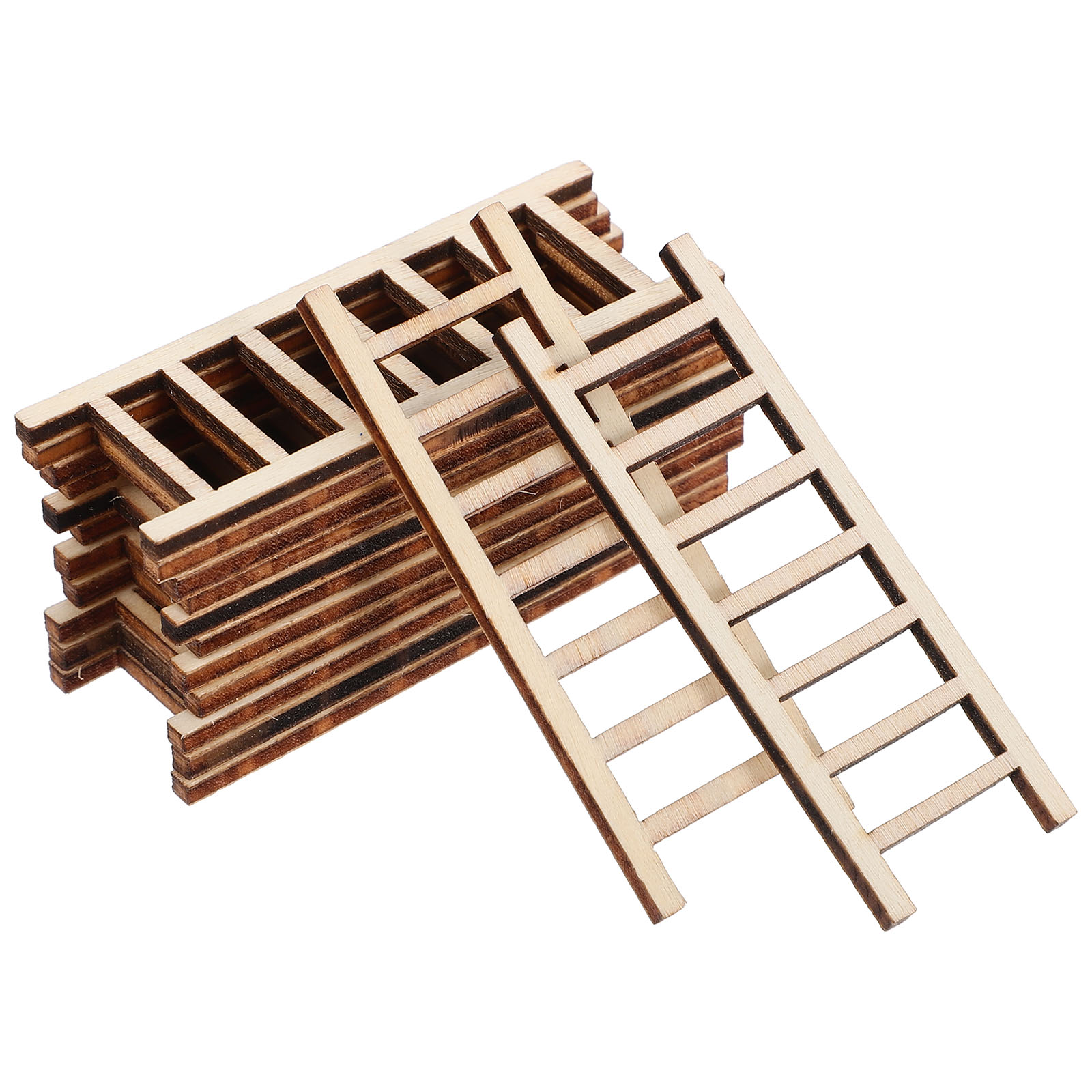 COOPHYA 20Set Tiny House Furniture Wooden Ladder Ornaments Beige Diy Projects Decorative