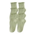 thumbnail image 2 of ylioge Ruffle Crew Socks for Women 3 Pack Cute Solid Comfort-Cotton Basic Boot Sock Sales, 2 of 3