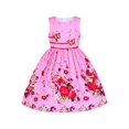 thumbnail image 1 of Robe Fille Rose Fleur Double Nœud Papillon Fête Robe d'Été Décontractée 9-10 Ans, 1 of 9