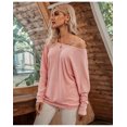 thumbnail image 3 of Chandail en Tricot à Épaules Dénudées à Manches Longues pour Femme, Coupe Ample, Uni, 3 of 6