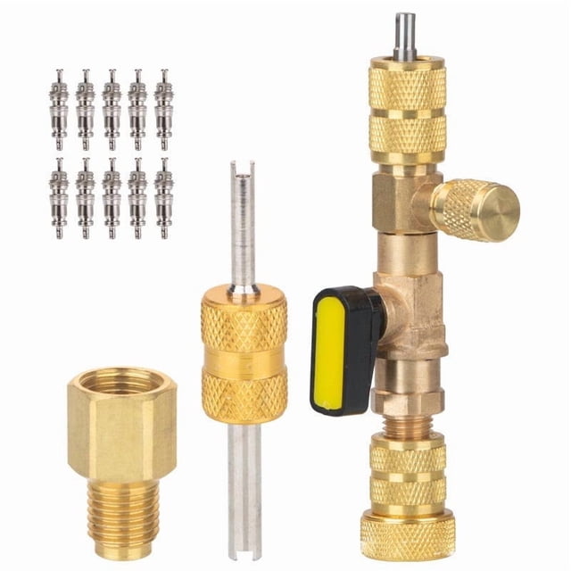 Core Remover Installer Tool, SAE 1/4 and 5/16 Port, Core Removal Installer for Refrigeration Air Conditioning Line Repair, HVAC Service Tool