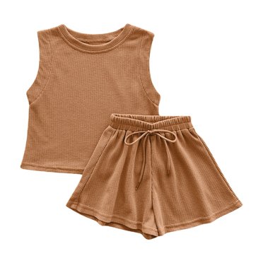 cfhntfmh Tenues d'Été pour Bébés Filles Garçons Débardeurs Sans Manches en Tricot Doux shorts Larges pour Tout-Petits Vêtements de Détente