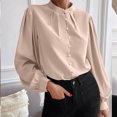 thumbnail image 2 of CEHVOM Mode Femmes Couleur Unie Manches Longues Chemise Confortable Respirante Hauts Liquidation, 2 of 6