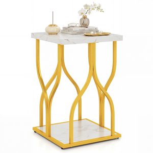 Giantex Stand de nuit côté lit, 2-Tier Table latérale de fin avec plateau de rangement & Cadre métallique