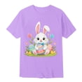 thumbnail image 4 of MIASHUI T-Shirts Graphiques de Pâques pour Garçons Manches Courtes Décontractées Douces Hauts Colorés pour Enfants Violet, 1-2 Ans, 4 of 4