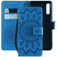 thumbnail image 1 of Wallet Case, Embossed Sunflower Premium PU Leather Folio Flip Kickstand Card Slots Wrist Strap Cover for iPhone 7Plus/8Plus(Blue), 1 of 7