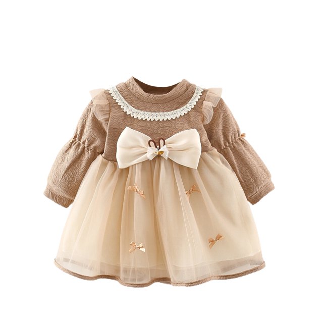 RKSTN Robe à Manches Longues pour Filles, Version Robe pour Enfants, Robe Princesse avec Nœud Loli-ta, Robe d'Automne