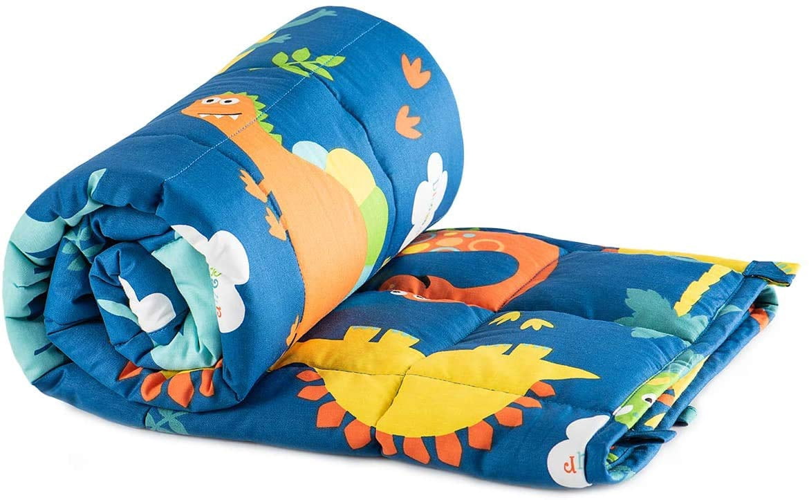 Sivio Kids Weighted Blanket, 7lbs, 41 x 60 inches, 100% Natural Cotton Heavy Blanket for Kids and Teens, Blue Dinosaur