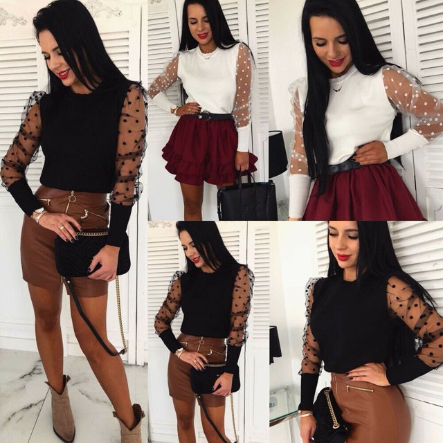 Hauts Sexy pour Femmes Blouse à Manches Longues Transparente Mode Nouvelle