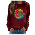 thumbnail image 1 of Blouse à Manches Longues pour Femmes Blouse Décontractée Ample Col Rond Manches Longues Imprimé Tournesol T-Shirt Blouse Manches Longues, 1 of 5