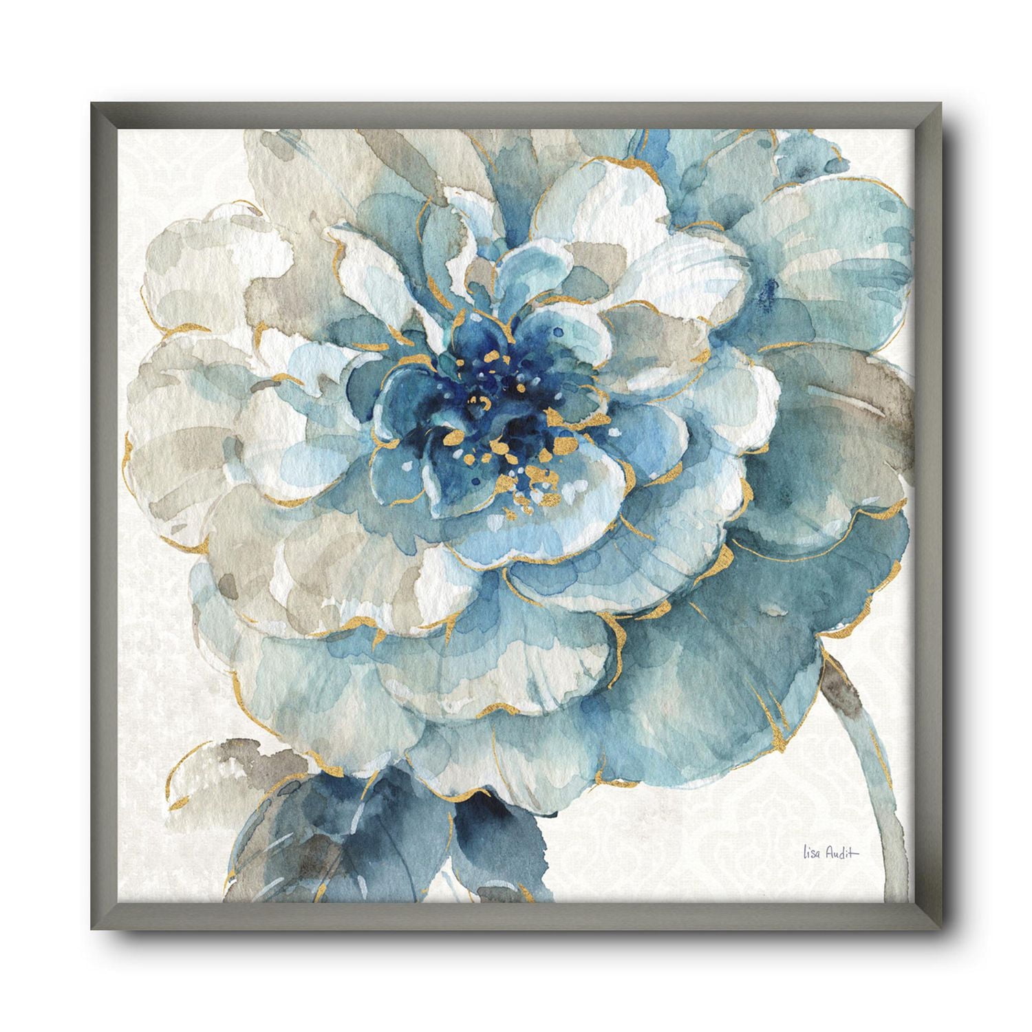 Designart Indigold Gold Country Flower Art mural encadré