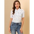 thumbnail image 3 of INSPIRE CHIC Women's Floral Cotton Lace Trim Panel Point Collar Button Down Shirt, 3 of 6
