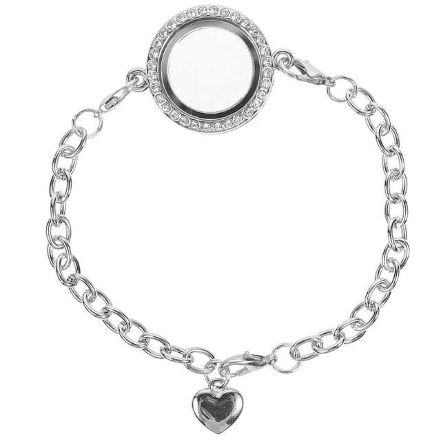 EeaseCA Crystal Living Memory Locket Bracelet Jewelry for Floating Charms Gift (White K)