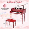 thumbnail image 3 of Gymax 30-Key Classic Baby Grand Piano Toddler Toy Wood w/ Bench & Music Rack Red, 3 of 10