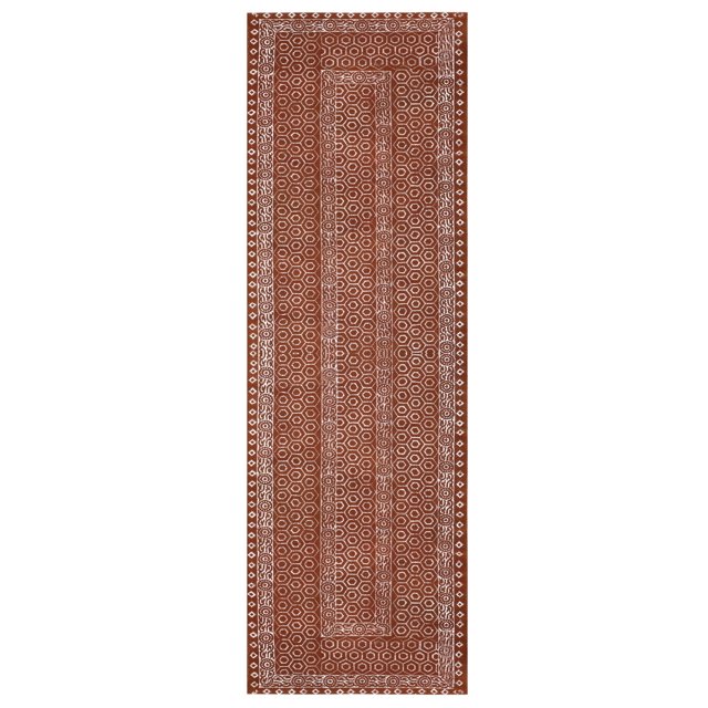 Casavani Handblock Printed Cotton Kitchen Area Rug Home Decor Kilim, Brown 3x5 feet