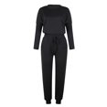 thumbnail image 3 of Kcodviy Femmes Col Rond Uni Chandail Habillé Tailleurs-Pantalons pour Invitée de Mariage Manches Longues Bandage Ample Combinaisons Habillées pour Femmes Soirée Pantalons Survêtements, 3 of 6