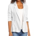 thumbnail image 2 of CEHVOM Mode Femmes Col Rabattu Manches 3/4 Manteau Décontracté Cardigan Blouse Liquidation, 2 of 6