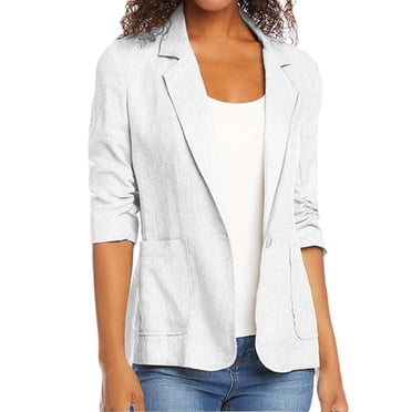 Qertyioot Manteau Grande Taille pour Femmes, Cardigan Blouse Décontracté à Col Rabattu à la Mode à Manches 3/4